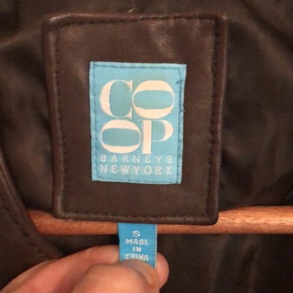 Beautiful Barneys Dark Brown Leather jacket Small EUC - Picture 2 of 6